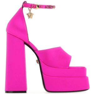 Versace, Schoenen, Dames, Roze, 36 EU, Satijn, Fuchsia Satijnen Aevitas Sandalen