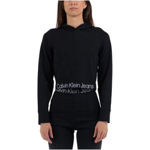 Calvin Klein Jeans, Hoodies Zwart, Dames, Maat:M