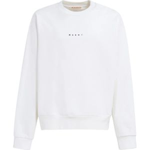 Marni, Sweatshirts & Hoodies, Heren, Wit, M, Katoen, katoenen sweatshirt met mini logo