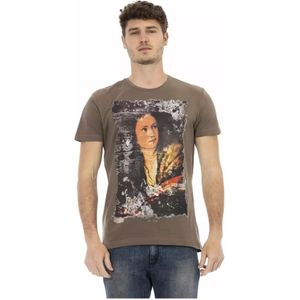 Trussardi, Bruine Katoenen T-Shirt met Stijlvolle Print Bruin, Heren, Maat:L