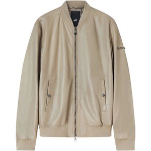 add, Leren Bomber Beige, Heren, Maat:L