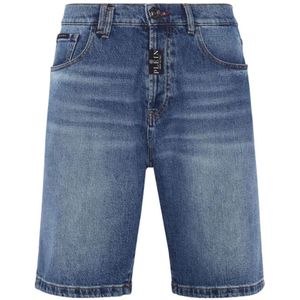 Philipp Plein, Denim Shorts - Formentera Fit Blauw, Heren, Maat:W32