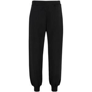 Alexander McQueen, Broeken, Dames, Zwart, XS, Katoen, Katoenen Track-Pants met Geribbelde Boorden