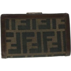 Fendi Vintage, Pre-owned, Dames, Zwart, ONE Size, Tweed, Pre-owned Canvas wallets