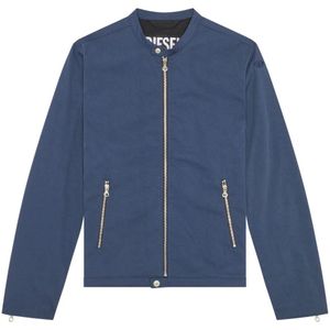 Diesel, Jassen, Heren, Blauw, L, Nylon, Biker jacket in cotton-touch nylon