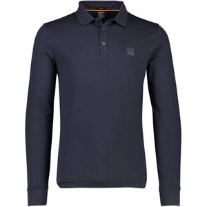 Hugo Boss, Tops, Heren, Blauw, 5Xl, Katoen, Lange Mouw Donkerblauwe Polo Shirt