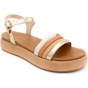 Inuovo, Schoenen, Dames, Beige, 36 EU, Leer, Zomer Stap Platte Sandalen