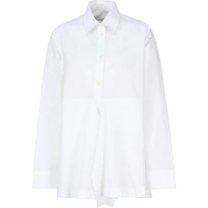 JW Anderson, Blouses & Shirts, Dames, Wit, M, Katoen, Witte Katoenen Elastan Overhemden