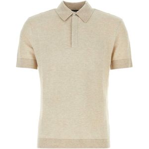 Z Zegna, Sand Polo Shirt van Katoenmix Beige, Heren, Maat:S