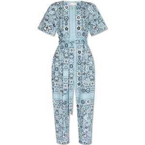 Tory Burch, Paisley jumpsuit Blauw, Dames, Maat:2XS