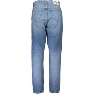 Calvin Klein, Jeans, Dames, Blauw, W27, Katoen, Blauwe Gewassen Mom Jeans met 5 Zakken