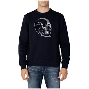Antony Morato, Sweatshirts & Hoodies, Heren, Blauw, XL, Katoen, Blauwe Bedrukte Sweatshirt