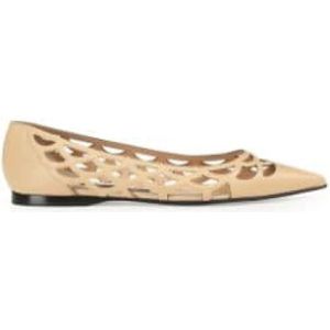 Sergio Rossi, Schoenen, Dames, Beige, 36 EU, Mermaid Leren Ballerina Schoenen