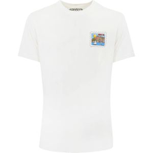 MC2 Saint Barth, Tops, Heren, Wit, S, Katoen, Ibiza Ansichtkaart Print T-shirt Wit