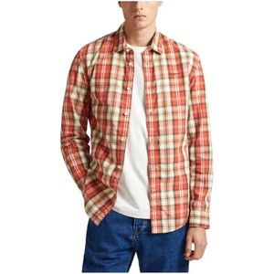 Pepe Jeans, Peterson Overhemd - Hoogwaardig katoen, veelzijdig ontwerp Oranje, Heren, Maat:L