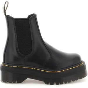 Dr. Martens, Schoenen, Dames, Zwart, 40 EU, Leer, Quad Chelsea Boots in Gepolijst Glad Leer