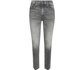 Mother, Jeans, Dames, Grijs, W28, Straight Fit Medium Rise Jeans