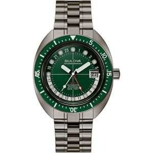Bulova, GMT Horloge - Groene Wijzerplaat Groen, Heren, Maat:ONE Size