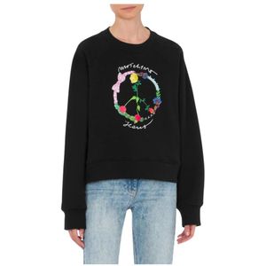 Moschino, Sweatshirts & Hoodies, Dames, Veelkleurig, M, Katoen, Bloemsymbool Print Katoenen Sweatshirt