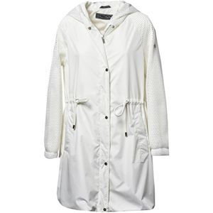 Baldinini, Mantels, Dames, Wit, S, Parka in white fabric and mesh