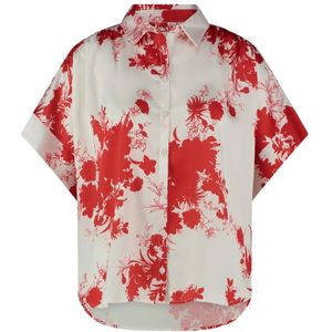 Jane Lushka, Bloemenprint Zijden Blouse Wit, Dames, Maat:2XS