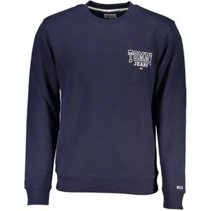 Tommy Hilfiger, Blauwe Katoenen Sweatshirt, Lange Mouwen, Logo Print Blauw, Heren, Maat:XL