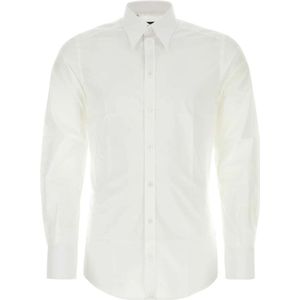 Dolce & Gabbana, Overhemden, Heren, Wit, M, Witte Poplin Overhemd