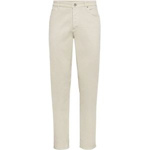 Brunello Cucinelli, Broeken, Heren, Beige, L, Denim, Traditionele Fit Denim Broek