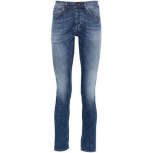 Dondup, Jeans, Heren, Blauw, W34, Denim, Slim-fit Jeans van blauwe stretch-denim met contraststiksels
