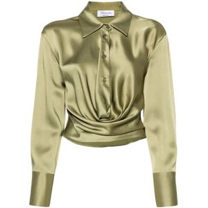 Blumarine, Grijs Groene Satijnen Blouse Groen, Dames, Maat:L