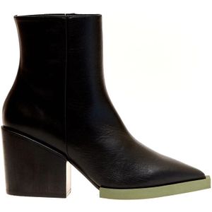 Paloma Barceló, Schoenen, Dames, Zwart, 39 EU, Leer, Zwarte Leren Texano met Groene Zool - Maat 35