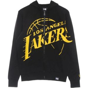 New Era, Sweatshirts & Hoodies, Heren, Zwart, M, Lichtgewicht zip hoodie NBA vergrote logo