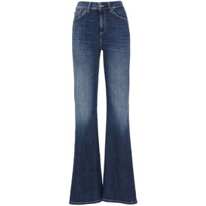 Dondup, Jeans, Dames, Blauw, W29, Katoen, Blauwe Palazzo Jeans met Riemlussen