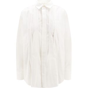 Sacai, Blouses & Shirts, Dames, Wit, S, Katoen, Witte Overhemd met Borstzak
