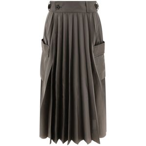 Sacai, Nylon Twill Rok Groen, Dames, Maat:L