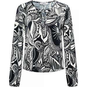 &Co Woman, Blouses & Shirts, Dames, Zwart, XL, Polyester, Vrouwelijke Blousetop met Ronde Halslijn