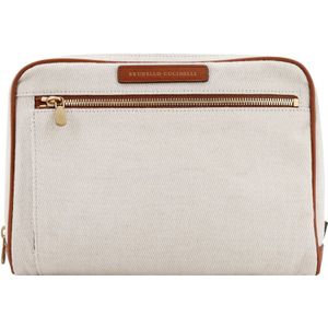 Brunello Cucinelli, Canvas en lederen beauty case Beige, Heren, Maat:ONE Size