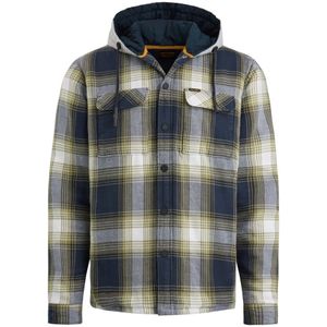 PME Legend, Jassen, Heren, Veelkleurig, L, Katoen, Gewatteerd Geruit Flanellen Overshirt Met Capuchon