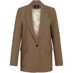 Bruuns Bazaar, Jassen, Dames, Bruin, XS, Polyester, Klassieke Blazer Shitake Melange