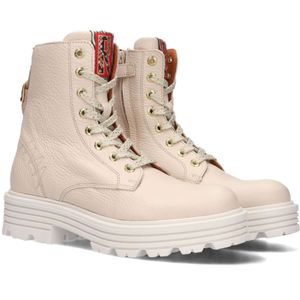 Red Rag, Schoenen, Dames, Beige, 38 EU, Leer, Beige Leren Veterboots met Gouden Detail