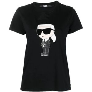 Karl Lagerfeld, Tops, Dames, Zwart, S, Katoen, T-Shirts