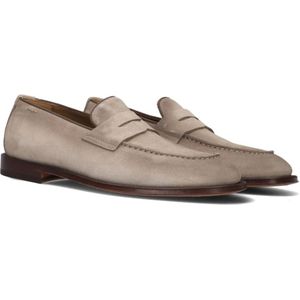 Giorgio, Schoenen, Heren, Beige, 44 EU, Suède, Beige Suède Loafers met Decoratieve Band