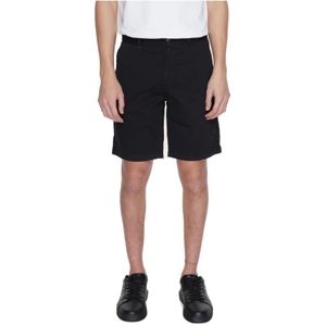 Hugo Boss, Korte broeken, Heren, Zwart, W31, Katoen, Zwarte katoenen shorts met ritssluiting