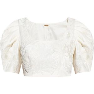 Cult Gaia, Sinay crop top met pofmouwen Wit, Dames, Maat:S