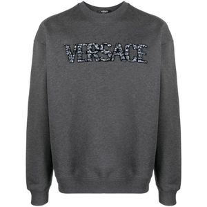 Versace, Geborduurde Sweatshirt Grijs, Heren, Maat:S