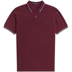 Fred Perry, Slim Fit Twin Tipped Polo in Glacier Carbon Blue Rood, Heren, Maat:M