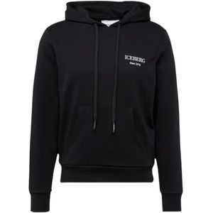 Iceberg, 5C Felpa Hoodie Heren Zwart Zwart, Heren, Maat:S