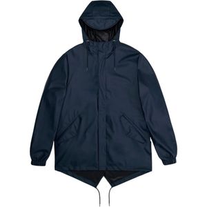 Rains, Essential Fishtail Jack Navy Blauw, Dames, Maat:S