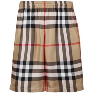 Burberry, Korte broeken, Heren, Beige, M, Archief Beige Geruite Shorts