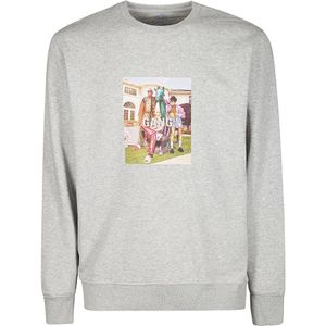 Equipe 55, Sweatshirts & Hoodies, Heren, Grijs, 2Xl, Katoen, Lange Mouwen Katoenen Sweatshirt met Voorkant Print
